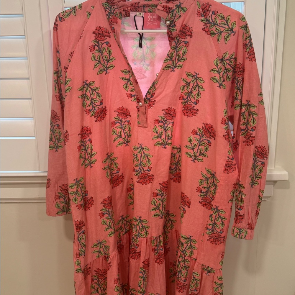 Pink Floral Long Sleeve Dress